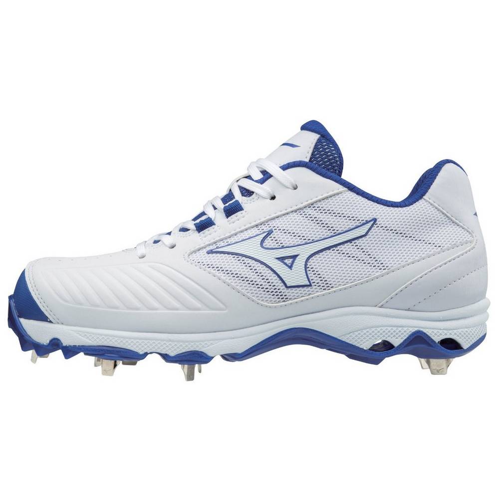 Mizuno Women's 9-Spike Advanced Sweep 4 Low Metal Softball Cleats White/Royal (320569-VBN)